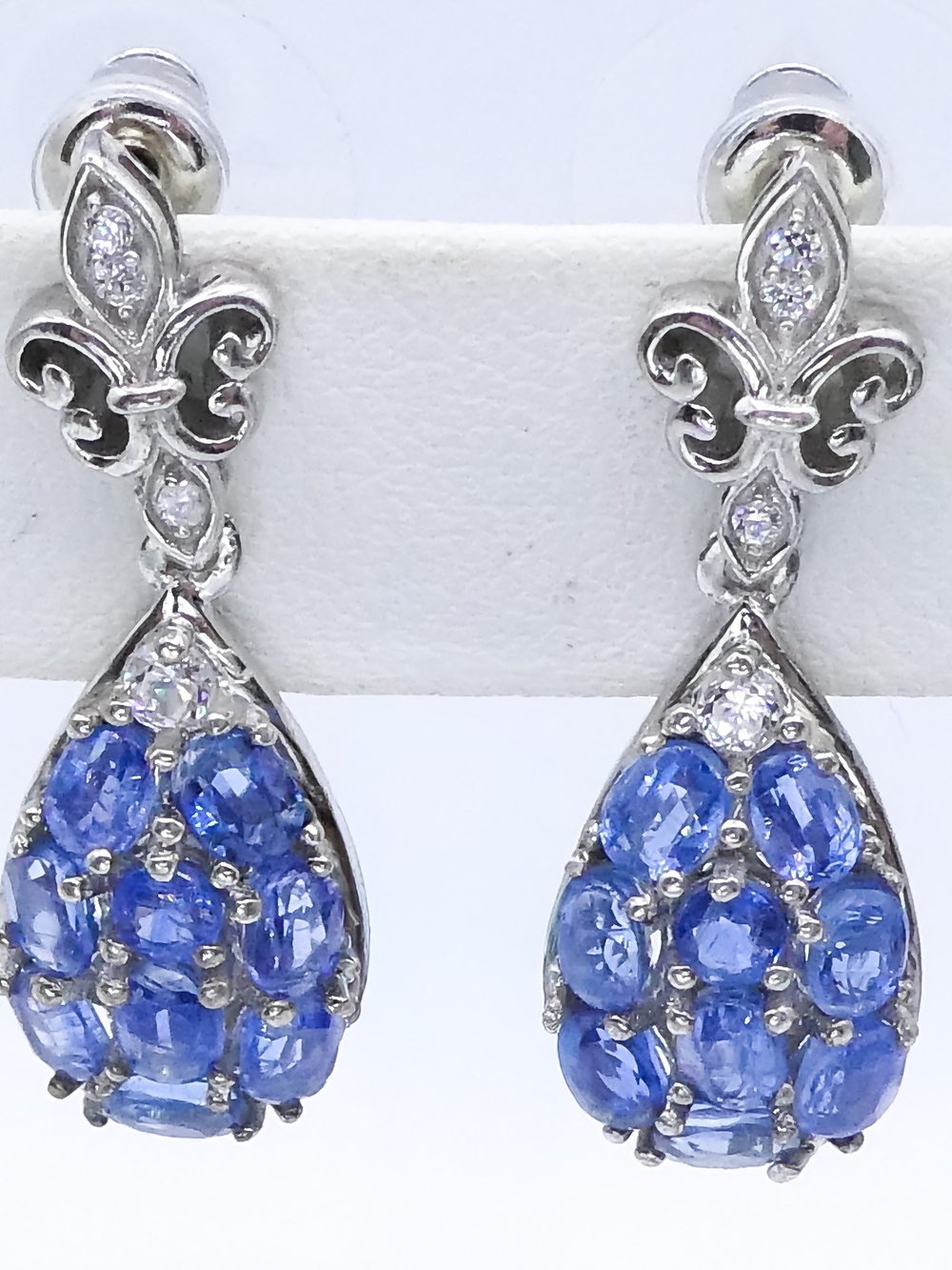 New Djoy Blue Kyanite Platinum Plated Sterling Silver Drop-Dangle 1.2" Earrings